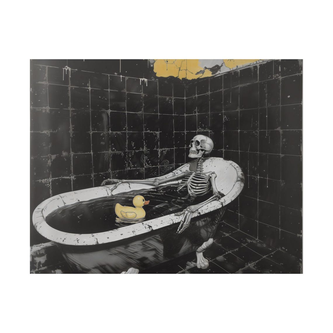 Skeleton Relaxing In A Bathtub With Rubber Ducky Gothic Poster - Image 3