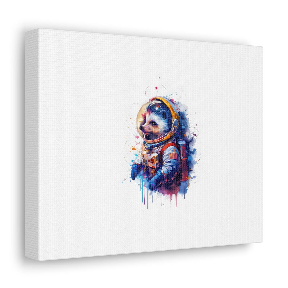 Cute Hedgehog Astronaut Watercolor Paint Splash Cosmic Poster - Image 2
