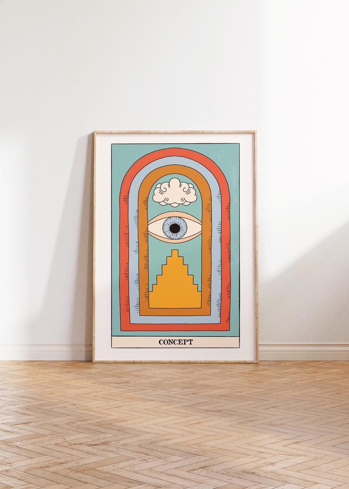Concept Tarot Card Retro Rainbow Arch Seeing Eye Mystic Wall Art - Image 3