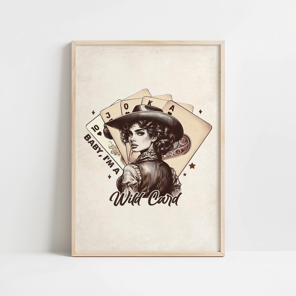 Retro Wild Card Cowgirl Vintage Cards Quote Western Style Poster