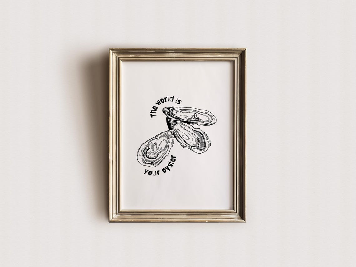 The World Is Your Oyster Black Line Oyster Sketch Decor Poster - Image 2