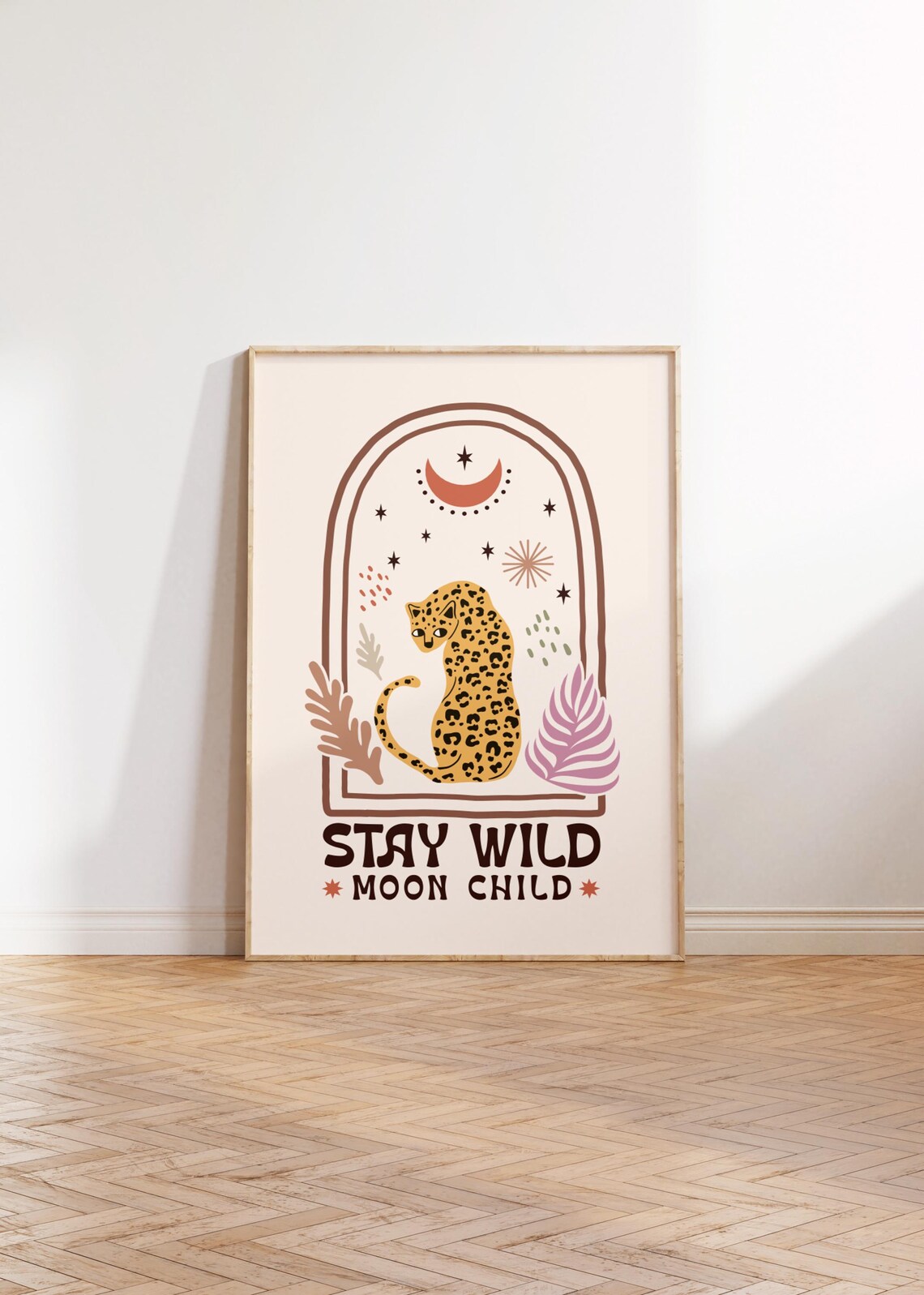 Moon Child Bohemian Cheetah Quote Art Print - Image 2