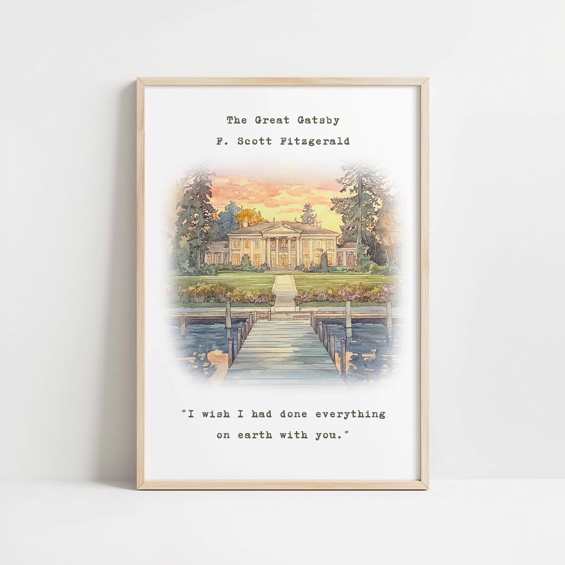 The Great Gatsby F Scott Fitzgerald Literary Quote Love Poster