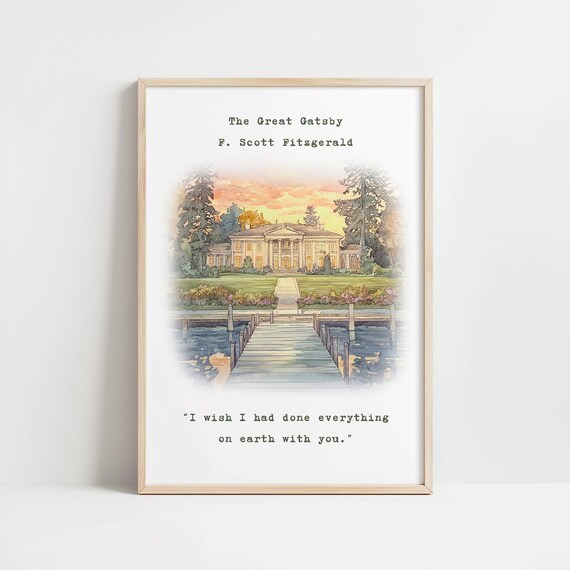 The Great Gatsby F Scott Fitzgerald Literary Quote Love Poster