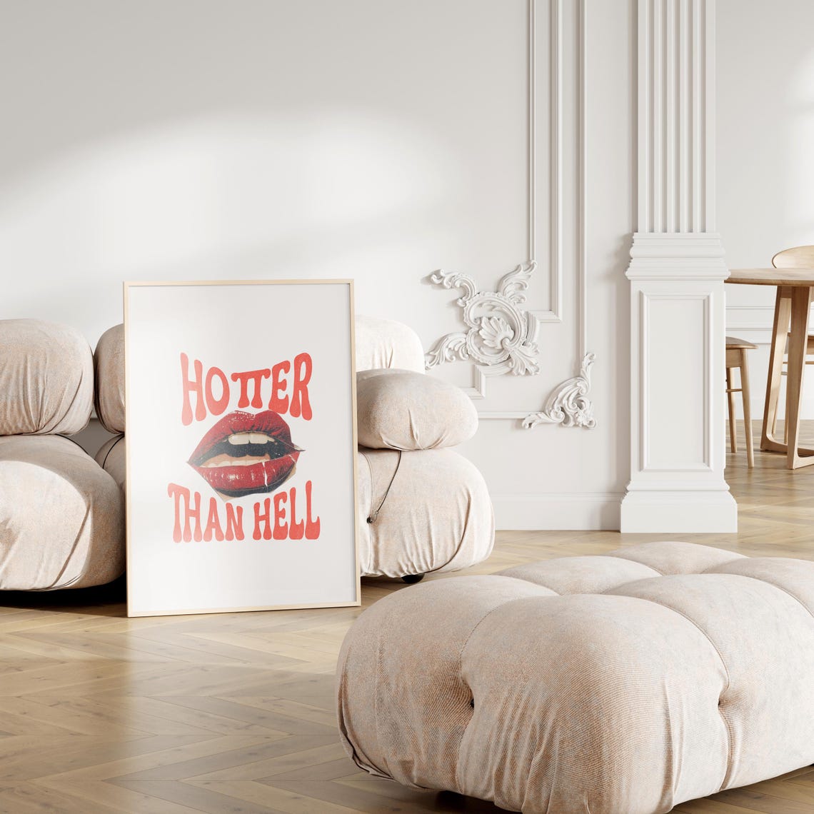 Hotter Than Hell Glossy Red Lips Sassy Y2K Retro Quote Wall Art - Image 3