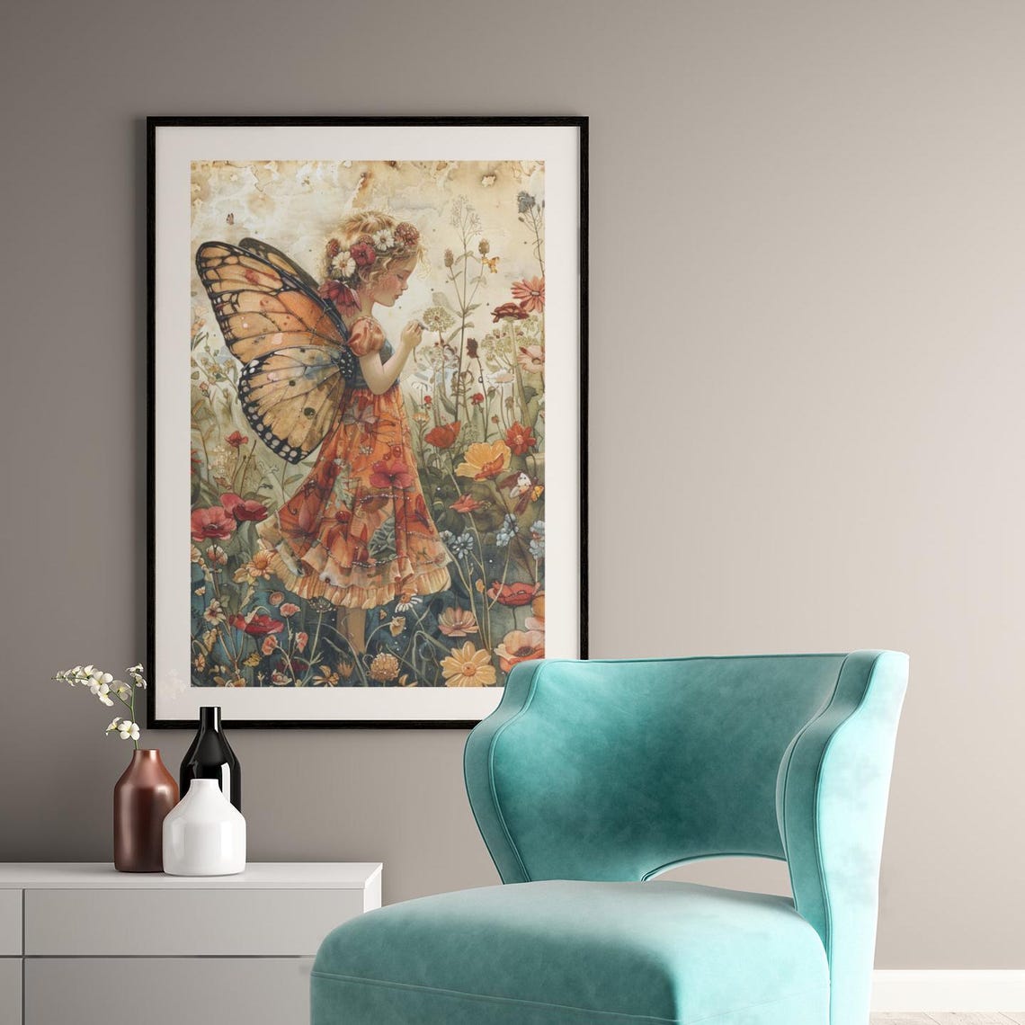 Wildflower Fairy Iv Art Print Flower Faerie Watercolor Wall Art Fantasy Decor For Bedroom Office Living Laundry Room Or Nursery - Image 2
