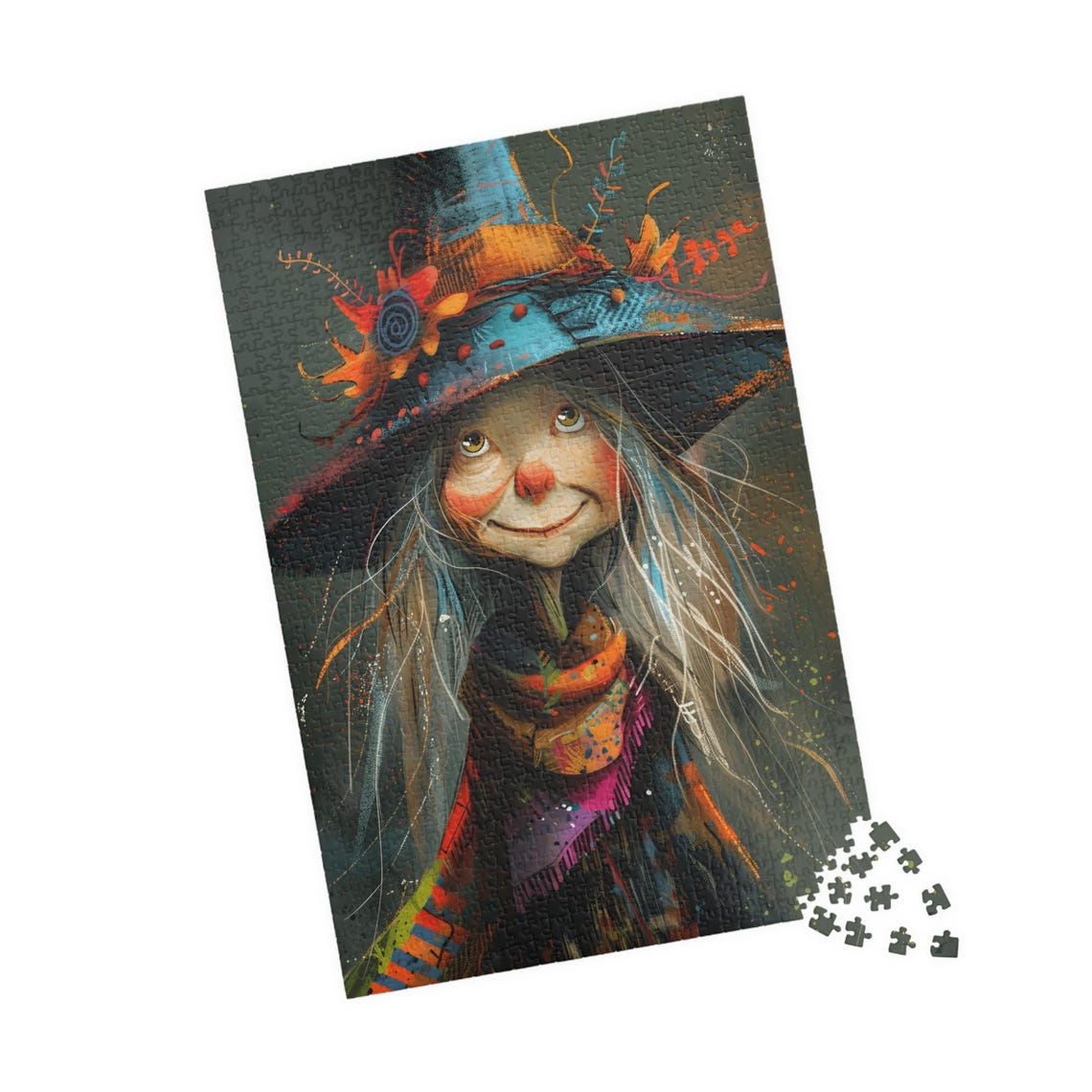 Whimsical Witch Girl With Flower Hat Fantasy Jigsaw Puzzle Print - Image 4