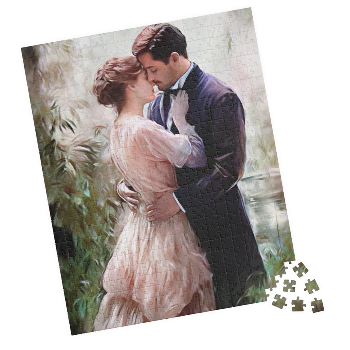 Impressionist Young Couple In A Loving Garden Embrace Poster