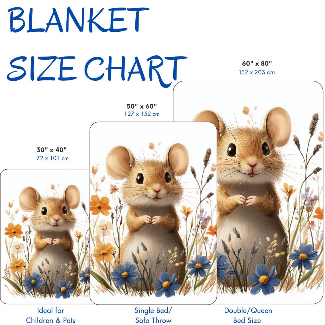 Cute Smiling Field Mouse Among Wildflowers Watercolor Poster - Image 4