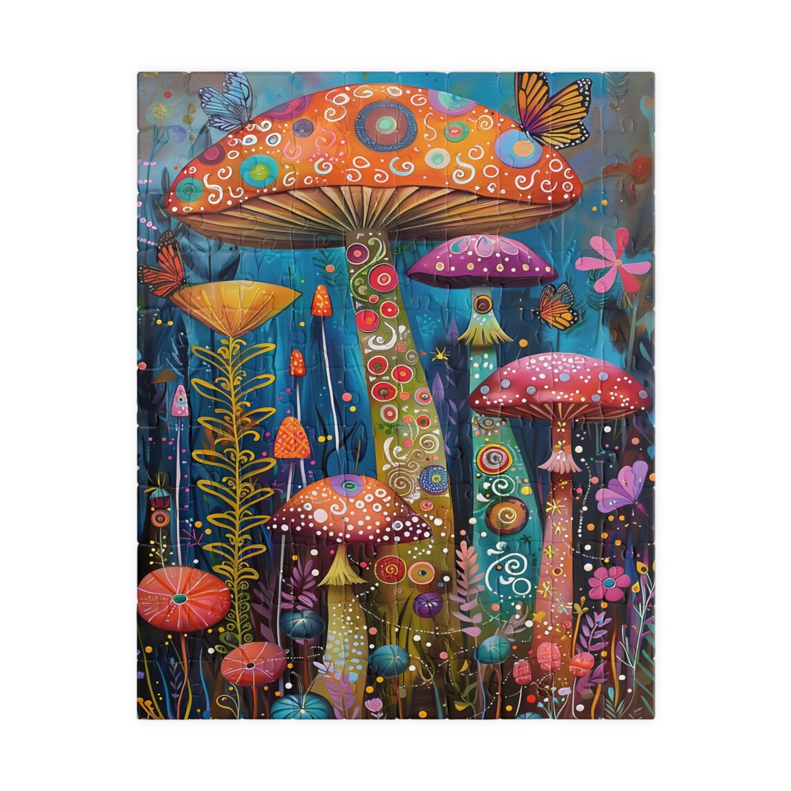 Colorful Psychedelic Mushrooms With Butterflies Fantasy Art Poster - Image 2