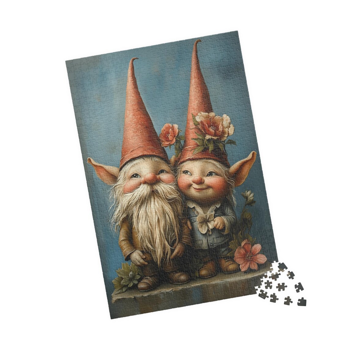 Cute Gnome Couple Jigsaw Puzzle, Holiday Fun Activity - Image 4