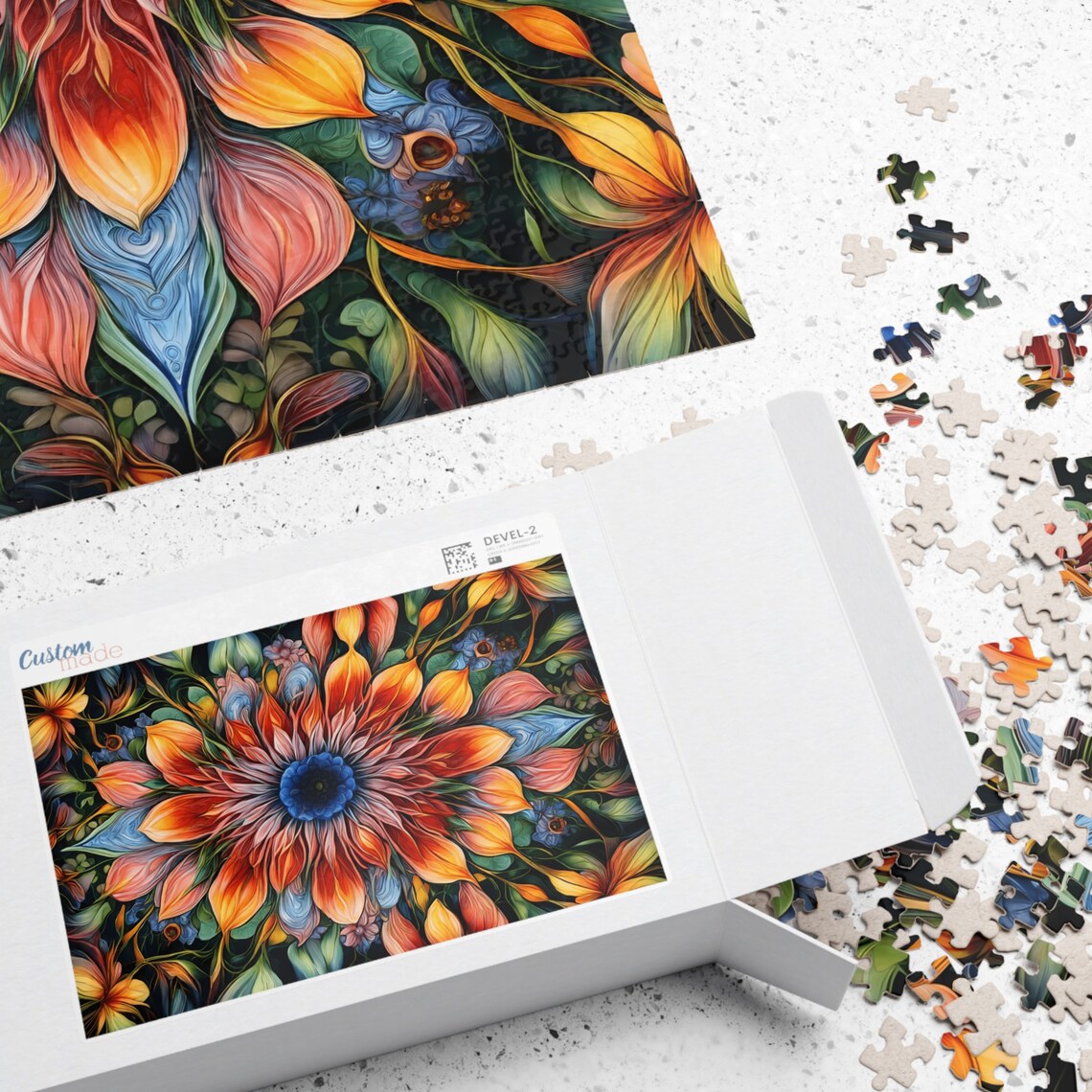 Kaleidoscope Style Floral Jigsaw Art Print - Image 3