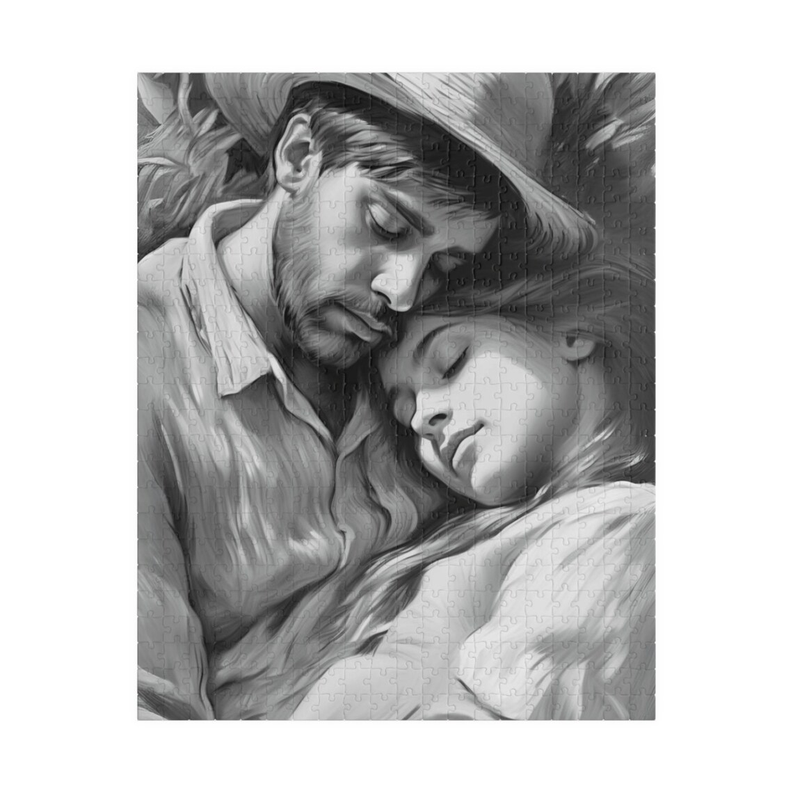 Timeless Black And White Portrait Of A Loving Couple Art Poster - Image 5