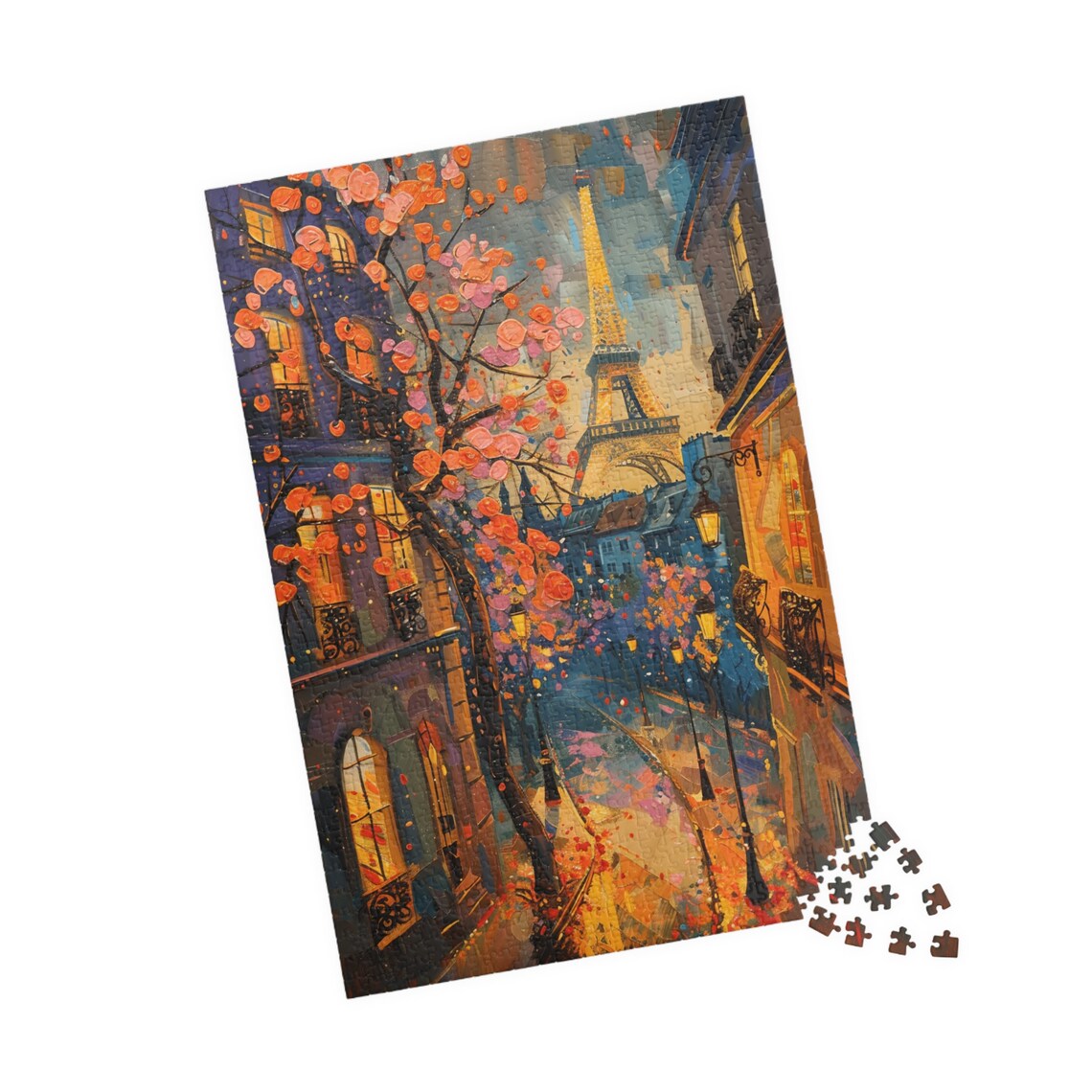 Paris Street with Eiffel Tower Autumn Trees Impressionist Art Poster - Image 4