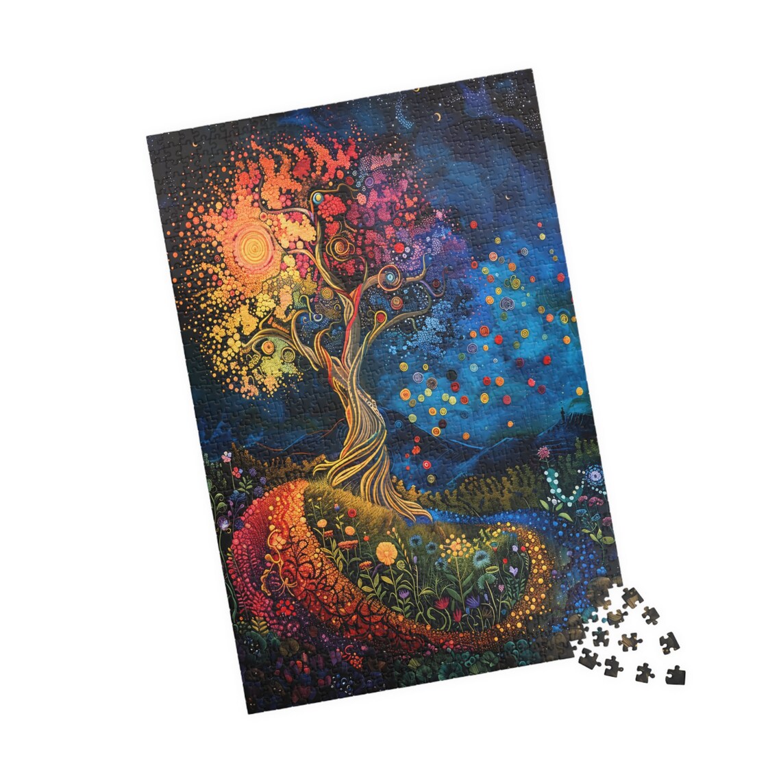 Colorful Tree of Life Starry Night Rainbow Path Nature Art Poster - Image 4