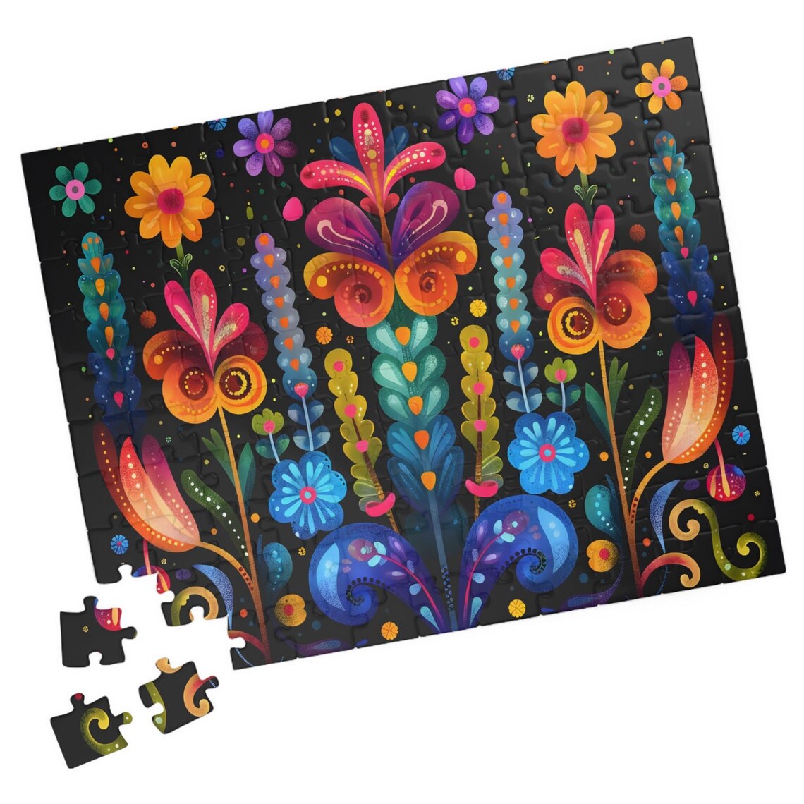 Colorful Folk Art Jigsaw Puzzle Art Print
