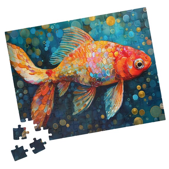 Whimsical Whiteorange Goldfish Puzzle Brightly Colored Fantasy Jigsaw Fun Tech Free Family Activity Gift For Birthdays And Get Well