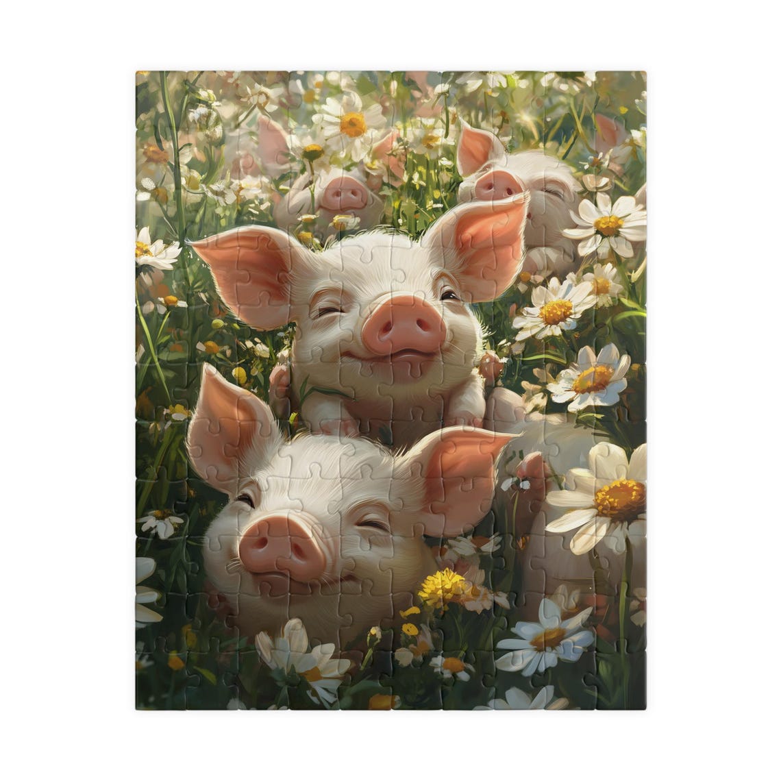 Joyful Piglets Laughing Among Daisies in a Sunny Meadow Poster - Image 5