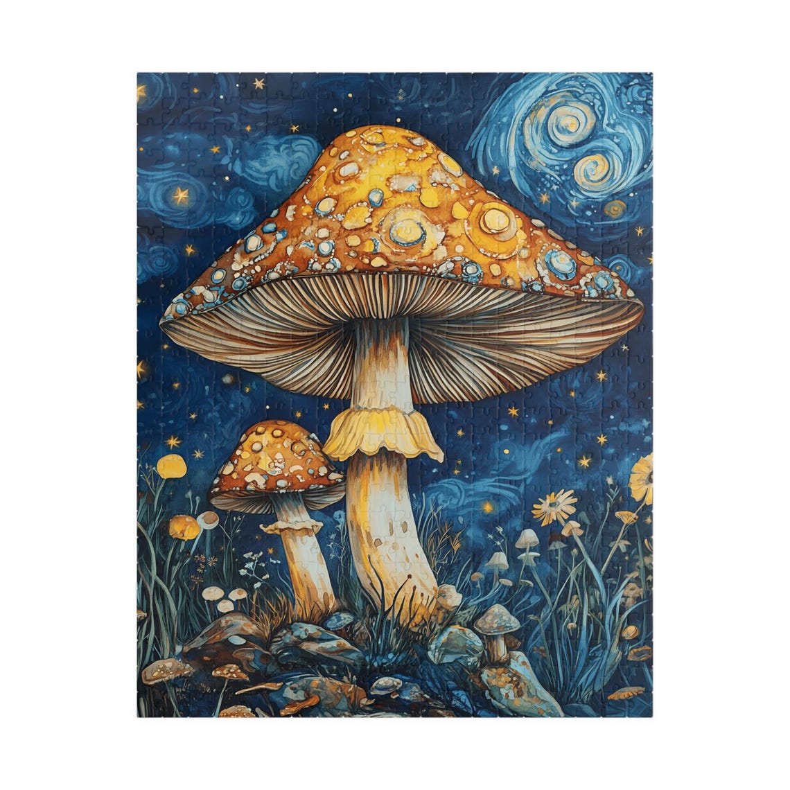 Magical Giant Mushrooms Under a Swirling Starry Night Poster - Image 2