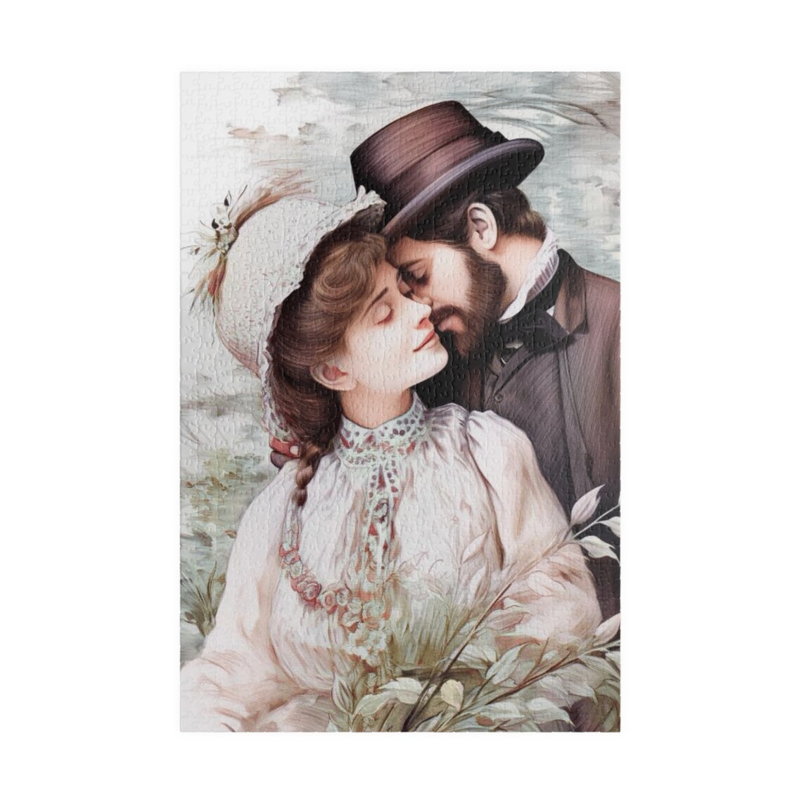 Victorian Gentleman Kissing His Beloved Forehead Tenderly Poster - Image 3
