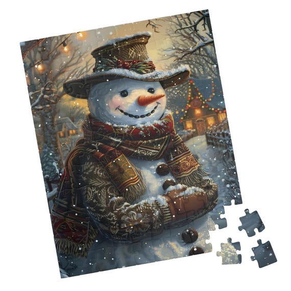 Holiday Snowman Portrait Jigsaw Puzzle Great Gift For Holidays Birthdays Get Well And Nursing Homes Tech Free Family Fun Activity