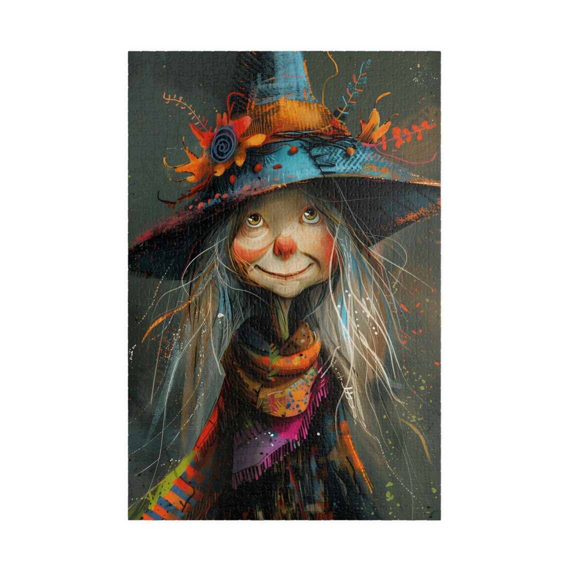 Whimsical Witch Girl With Flower Hat Fantasy Jigsaw Puzzle Print - Image 3