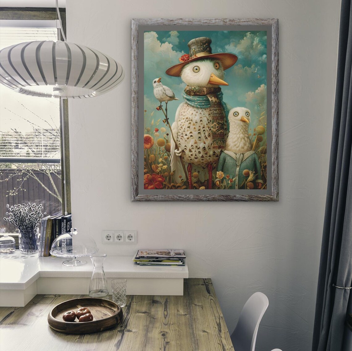 Dressed Bird Family With Top Hat And Scarf Wildflower Poster - Image 5