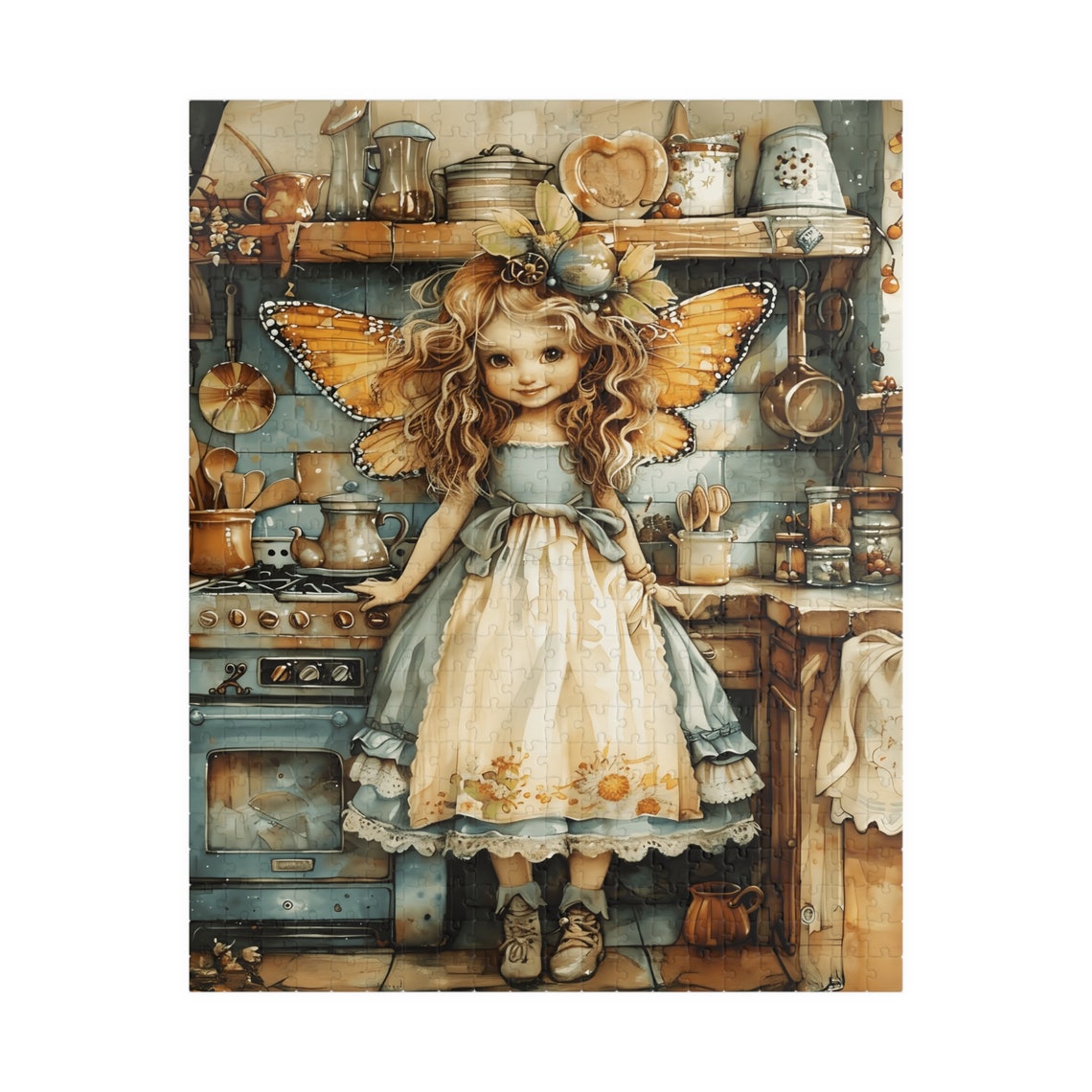 Kitchen Fairy Girl Baking in a Rustic Vintage Cottage Kitchen Poster - Image 5
