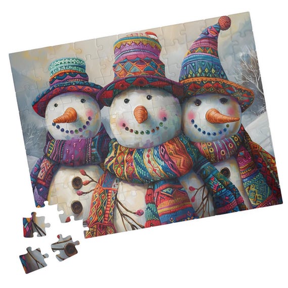 3 Whimsical Snowmen Jigsaw Snowman Puzzle Great Gift For Holidays Birthdays Get Well And Nursing Homes Tech Free Family Fun Activity