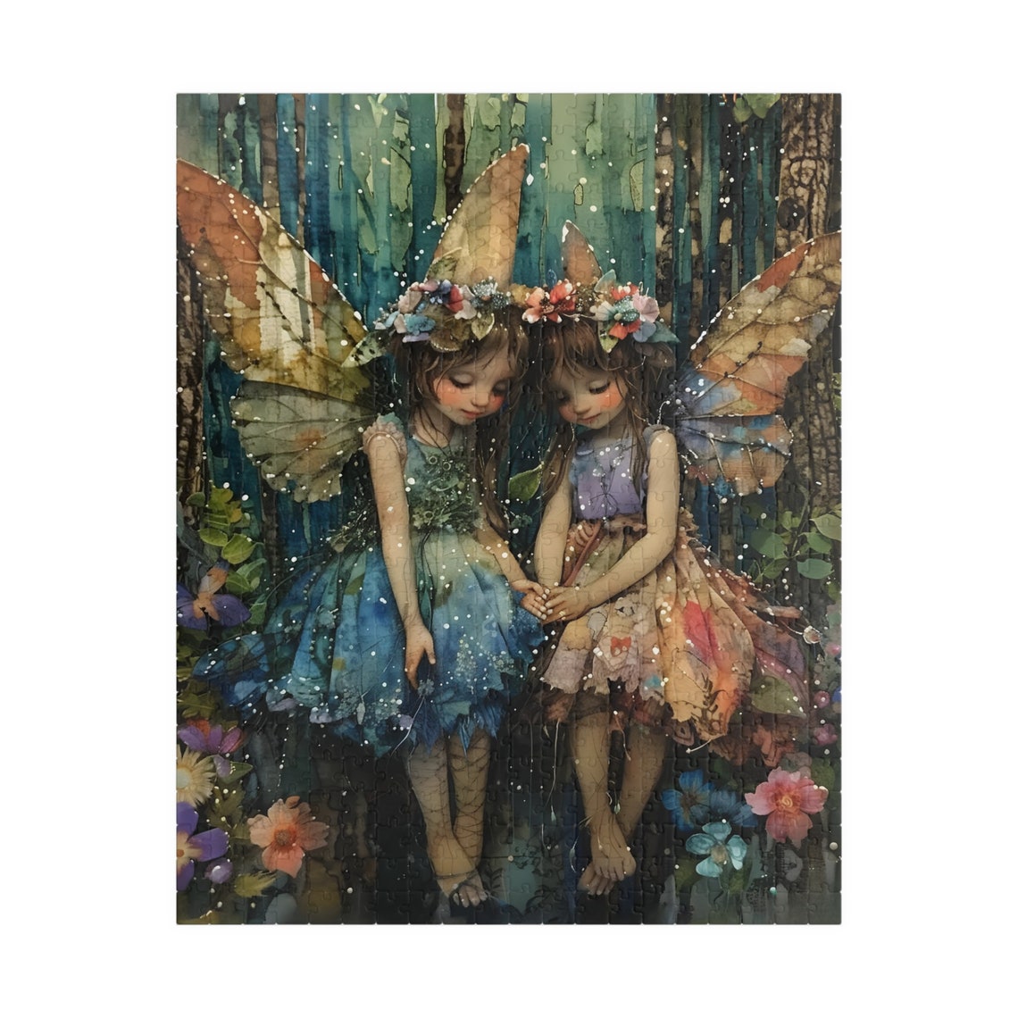 Two Watercolor Fairies Forest Sisters Fantasy Whimsical Poster - Image 5