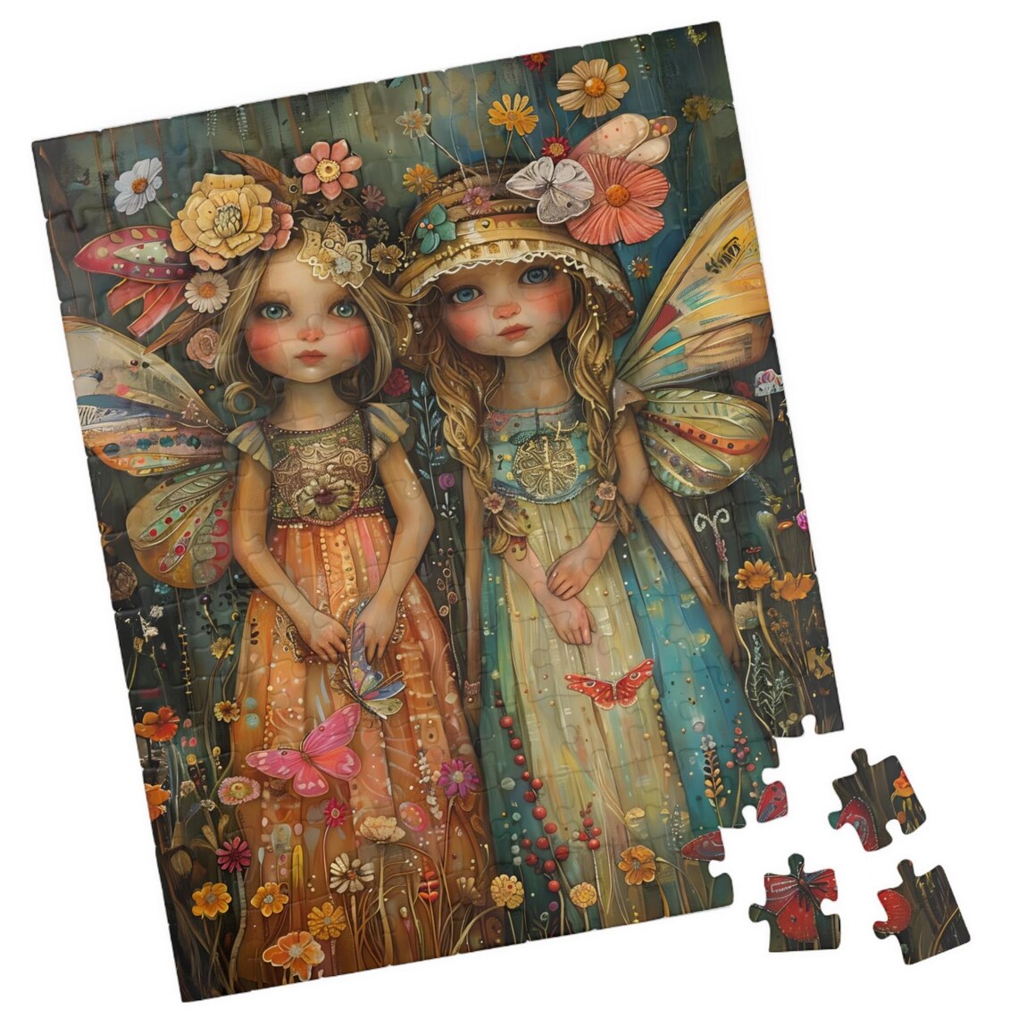 Two Enchanting Fairy Sisters With Butterfly Wings Art Poster