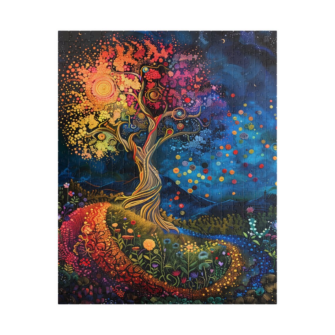 Colorful Tree of Life Starry Night Rainbow Path Nature Art Poster - Image 5