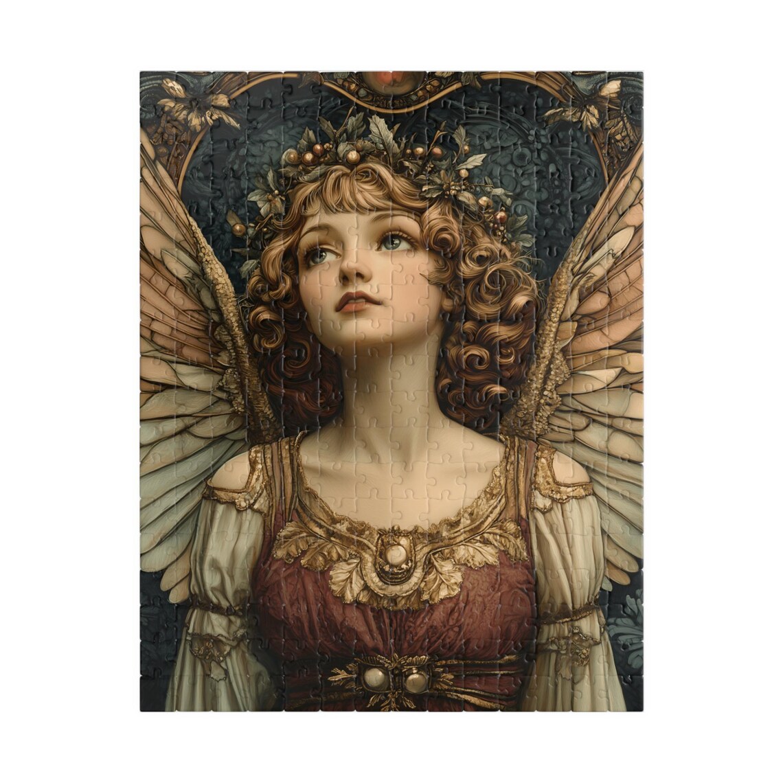 Celestial Angel Curly Hair Berry Crown Dark Golden Arch Poster - Image 5