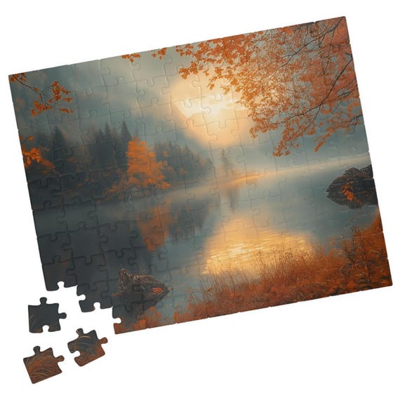 Fall Lake At Sunset Jigsaw Puzzle Gift For Holidays Birthdays Get Well And Nursing Homes Tech Free Rainy Day Fun