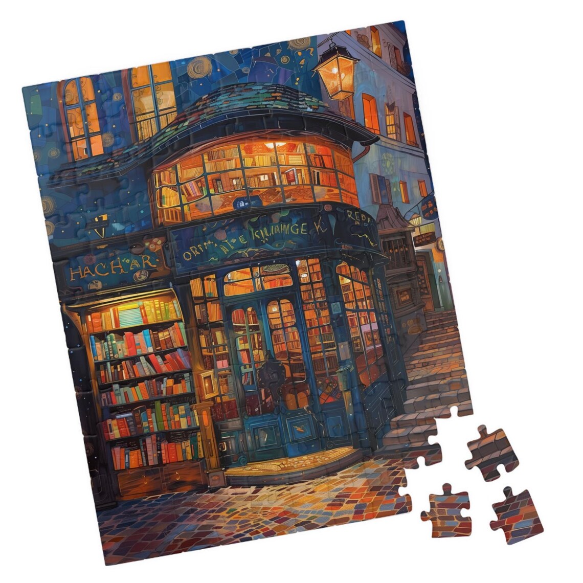 Parisian Book Shop Travel Poster, Impressionist Style