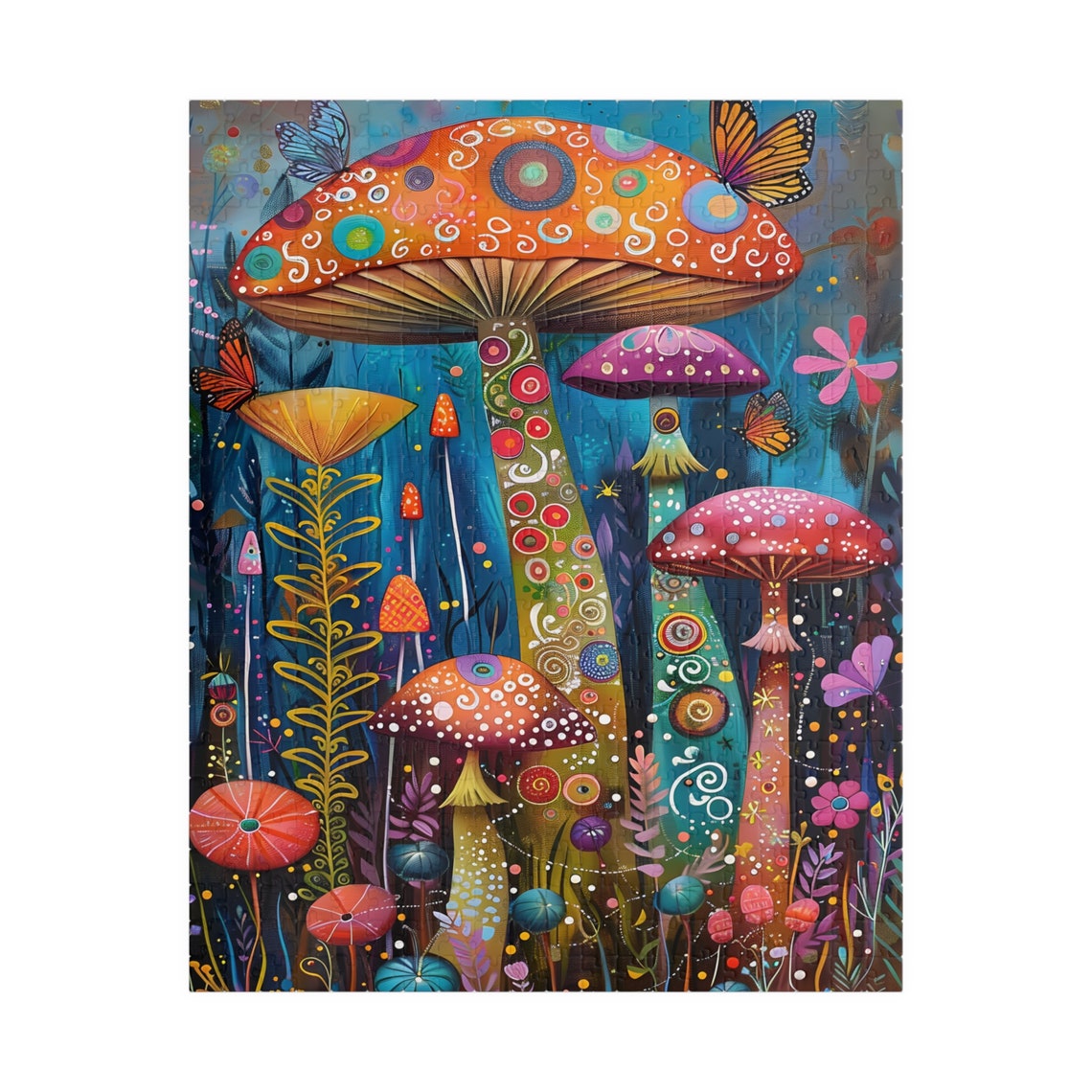 Colorful Psychedelic Mushrooms With Butterflies Fantasy Art Poster - Image 5