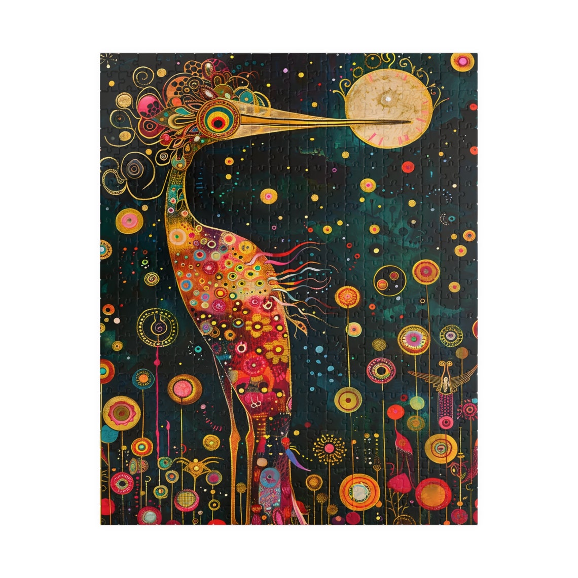 Whimsical Celestial Crane under a Starry Night Sky Scene Poster - Image 5