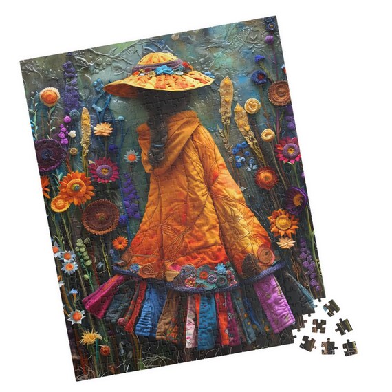Girl In An Orange Coat Jigsaw Whimsical Art Puzzle Unique Tech Free Family Activity Great Gift For Birthdays Paitents And Nursing Homes