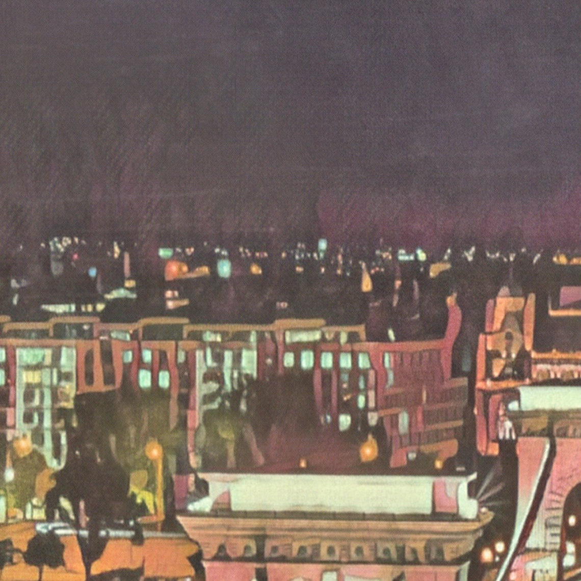 Budapest Hungary Vintage Travel Poster With Chain Bridge Night Lights - Image 4