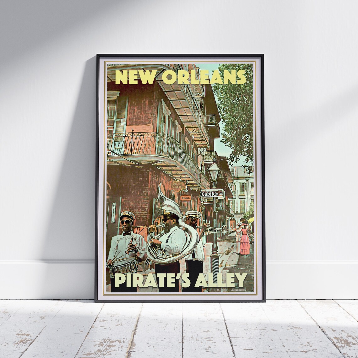 New Orleans Pirate's Alley French Quarter Brass Band Travel Poster