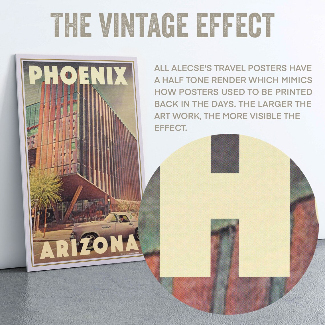 Phoenix Arizona Retro Travel Poster Modern University Building Art - Image 2