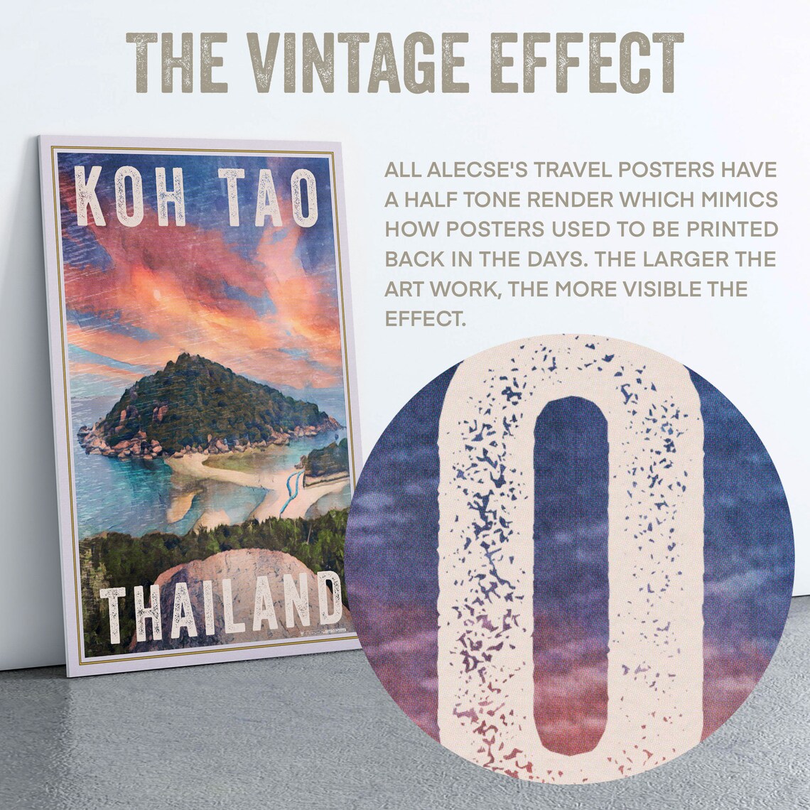 Koh Tao Thailand Island Sunset Panorama Tropical Bay Travel Poster - Image 2