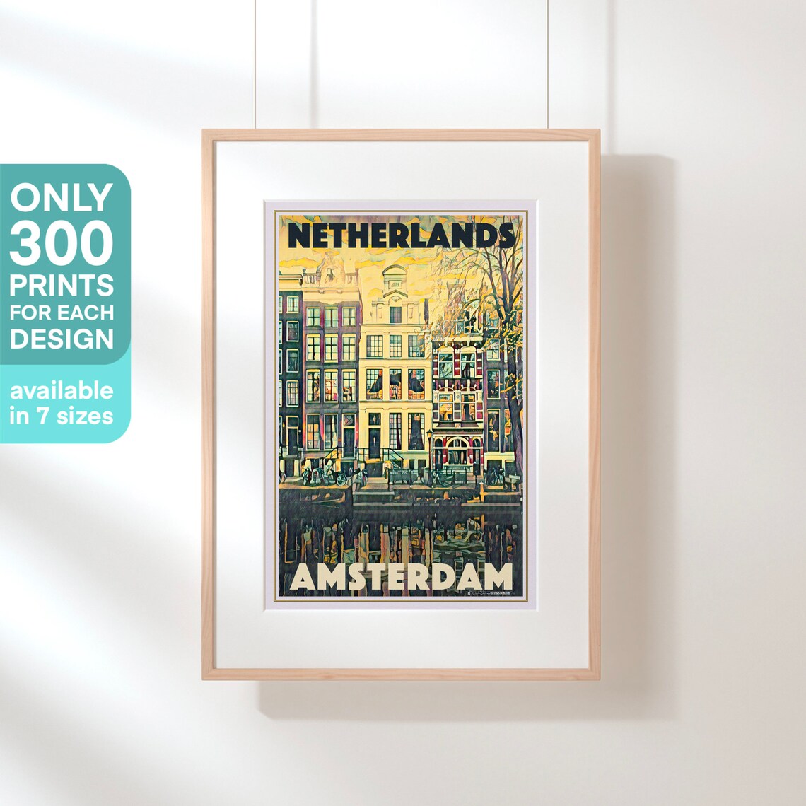 Amsterdam Gabled Canal Houses Mirror Water Netherlands Travel Poster - Image 3