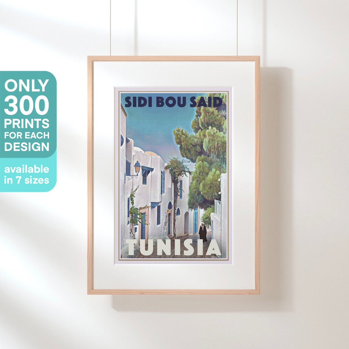 Sidi Bou Said Tunisia Blue White Old Street Retro Travel Poster - Image 3