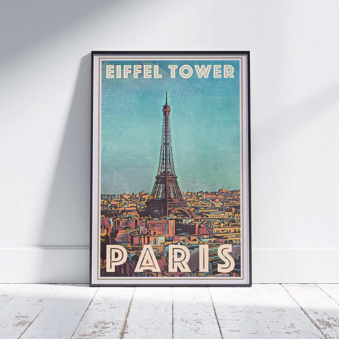 Eiffel Tower Paris Cityscape Retro Vintage Travel Gallery Poster