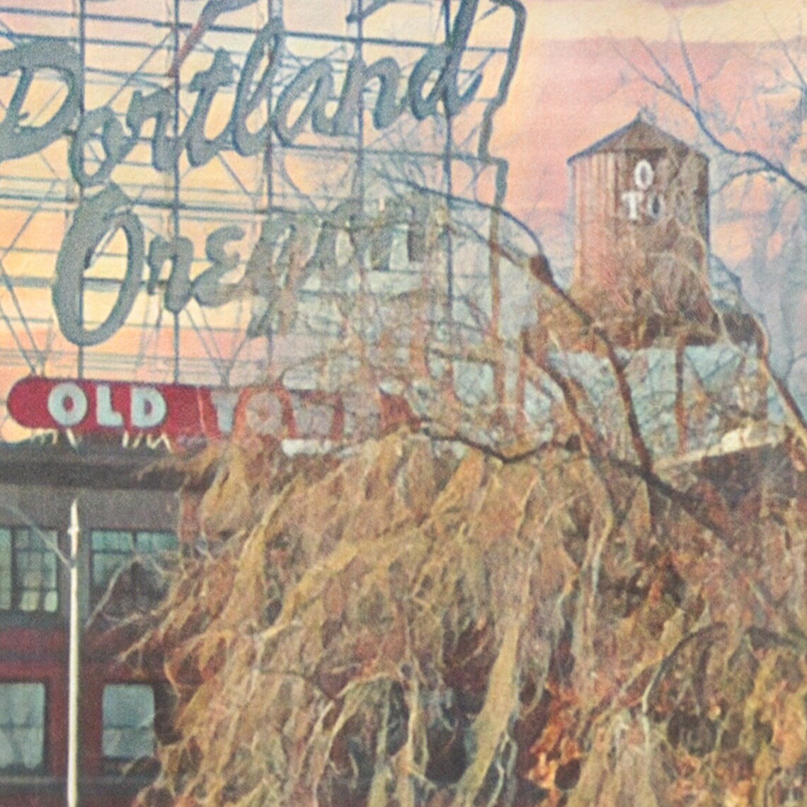 Portland Oregon White Stag Sign Sunset Retro Cityscape Travel Poster - Image 4