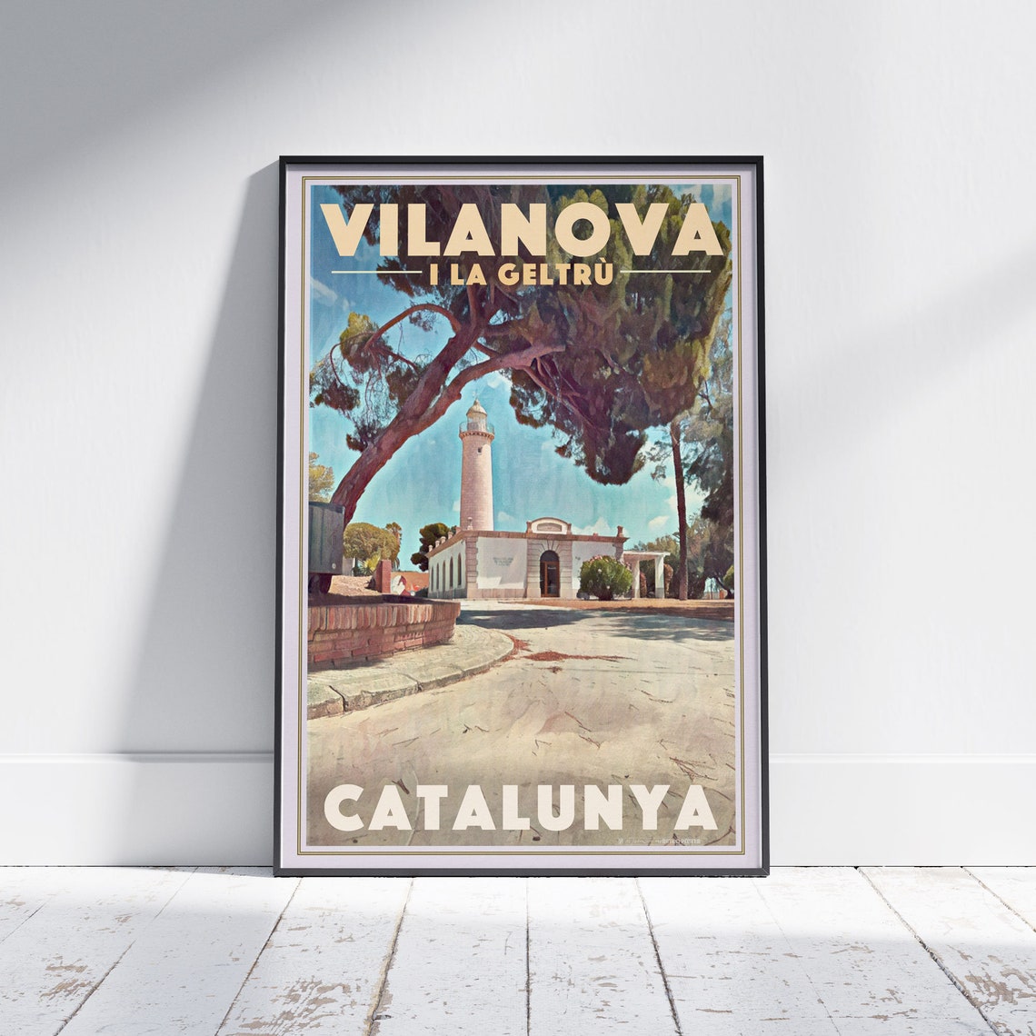 Vilanova I La Geltru Lighthouse Catalunya Spain Coastal Travel Poster