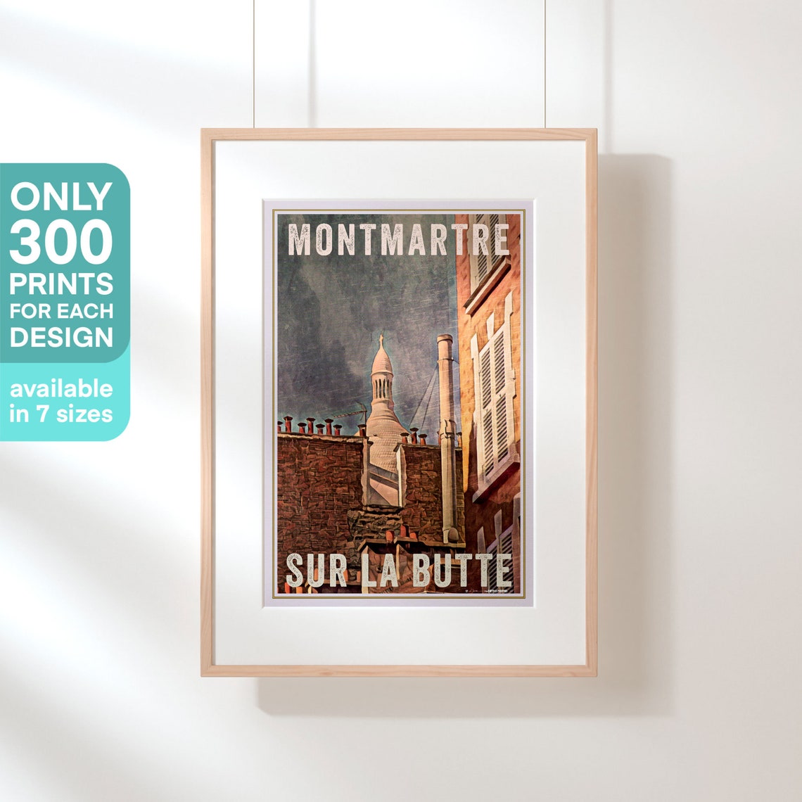 Paris Montmartre Retro Travel Poster Sur La Butte Rooftop View Art - Image 3