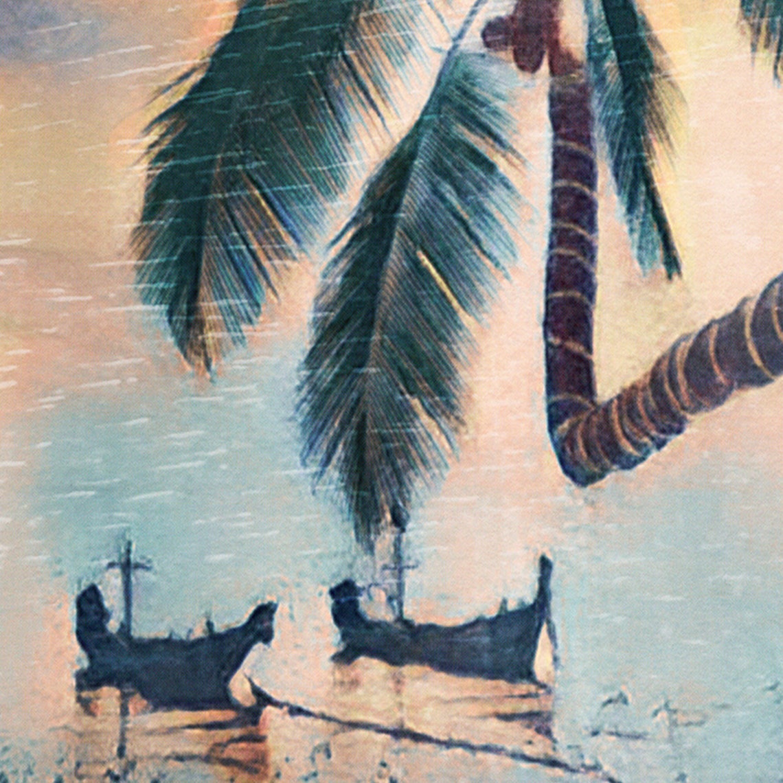 Koh Tao Thailand Retro Travel Poster Sunset Palm Beach Island Art - Image 4