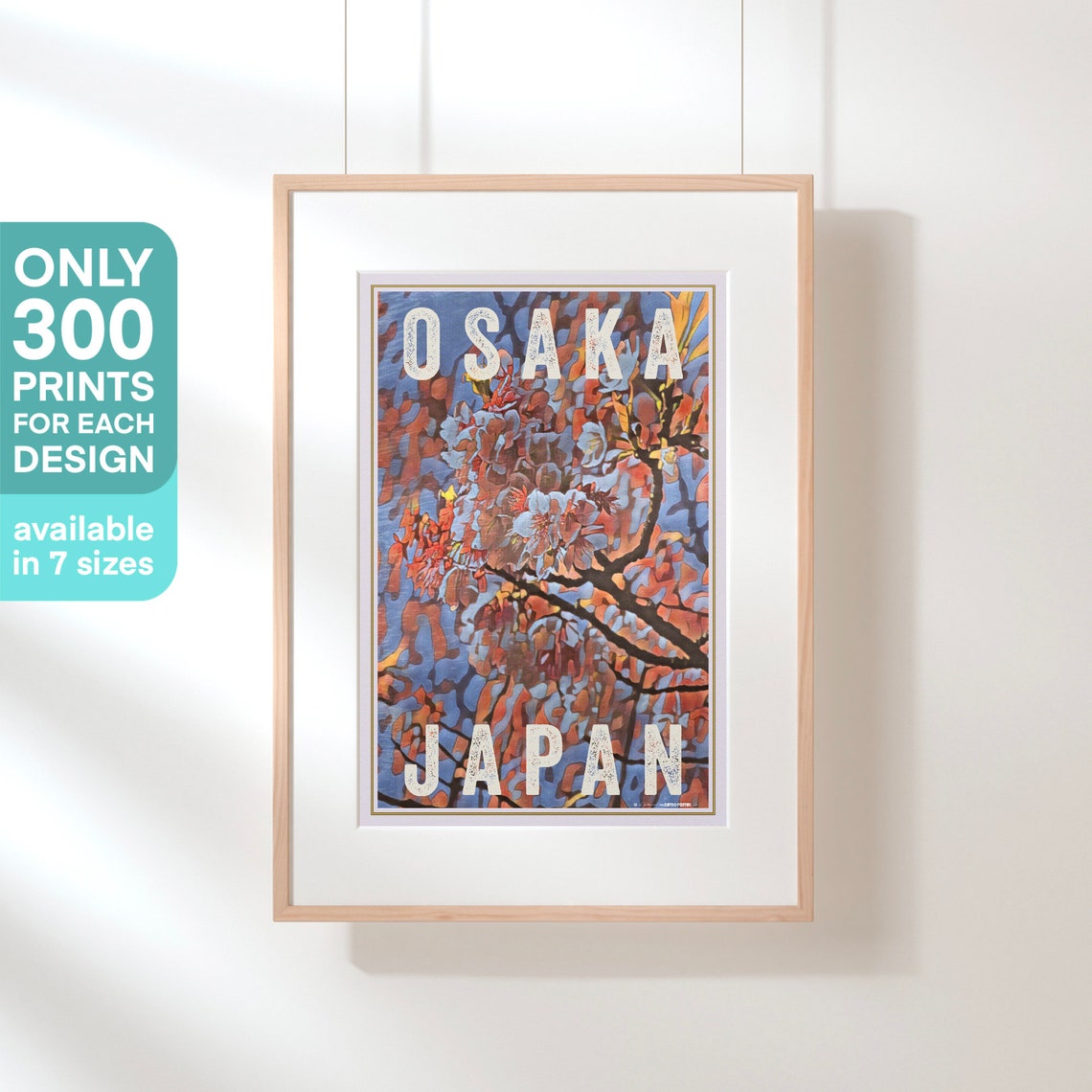 Osaka Japan Retro Travel Poster Cherry Tree Blossom Flower Decor - Image 3